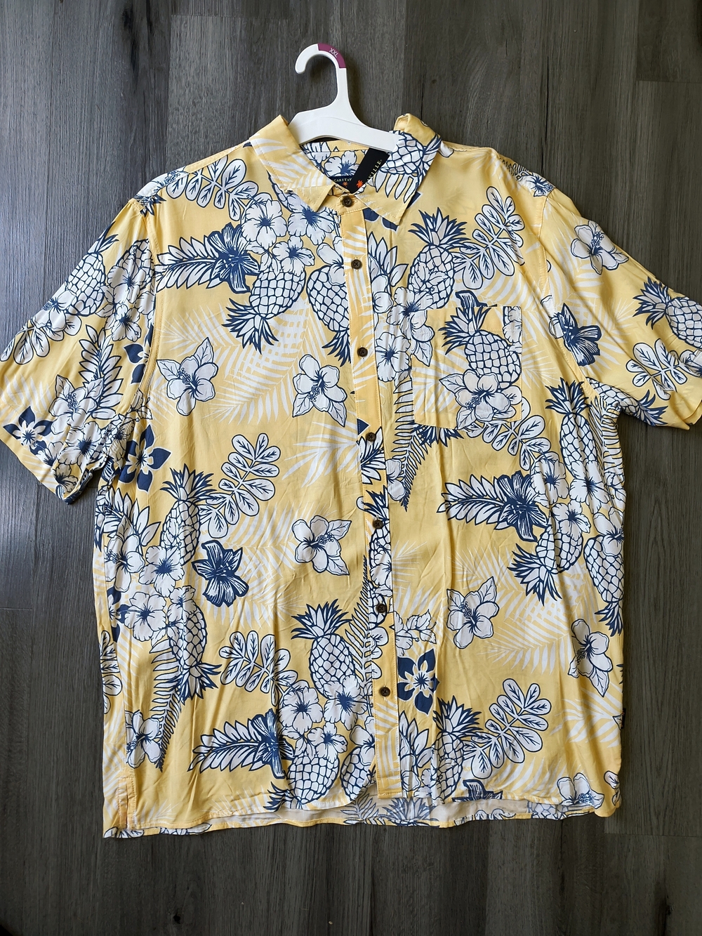 Yellow Hawaiian Floral Short-Sleeve Shirt